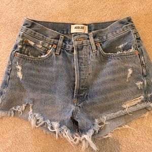 Agolde Parker Vintage Loose Fit Cutoff Shorts. Size 24, Color Swampmeet.